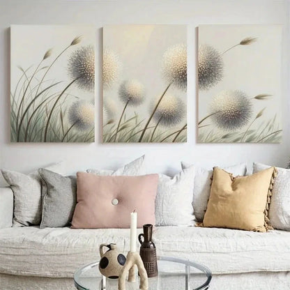 3pcs Dandelion Natural Landscape Painting Metal Print Ready to Hang Art - Bella Home Decor