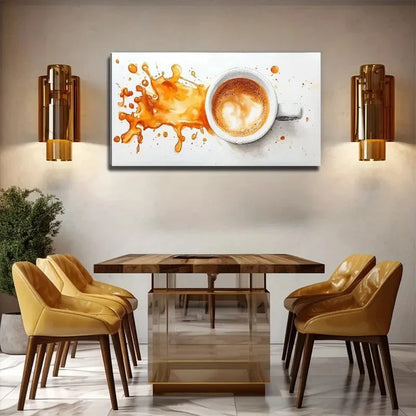 Large Coffee Cup Splash Wall Art Canvas Office Home Room Framed 120x60cm