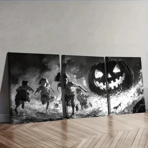 3pcs Giant pumpkins and kids Wall Art Set Canvas Unframed - High Quality Print 100% Australian Made Wall Canvas