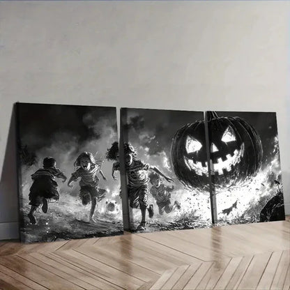 3pcs Giant pumpkins and kids Wall Art Set Canvas Unframed - High Quality Print 100% Australian Made Wall Canvas