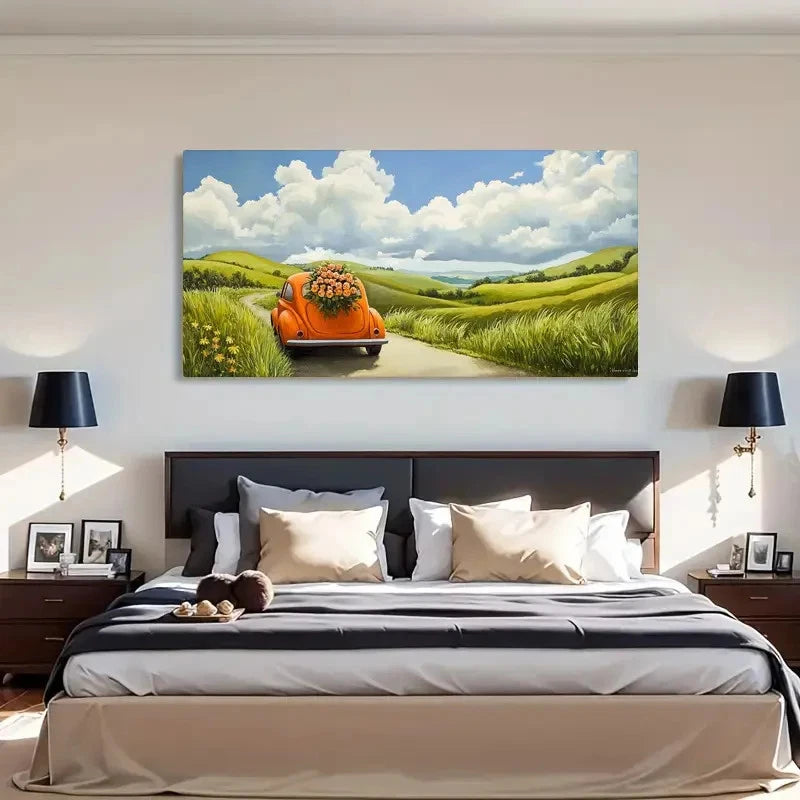 Blue Sky White Clouds Vintage Wall Art Canvas Office Home Room Framed 120x60cm
