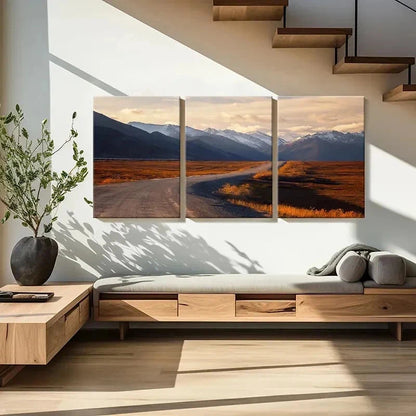 3pcs Vibrant Mountain & Road Landscape Wall Art Set Canvas Framed 50x70cm - High Quality Print 100% Australian Made Wall Canvas Ready to Hang