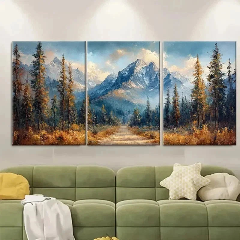 3pcs Yosemite Painting Pine Trees WQ   Wall Art Set Canvas Framed 40x60cm - High Quality Print 100% Australian Made Wall Canvas Ready to Hang - Bella Home Decor