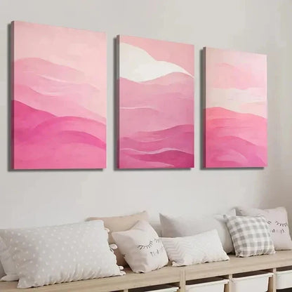 3pcs Preppy Magenta Hipster Pink Textured Wall Art Set Canvas Unframed - High Quality Print 100% Australian Made Wall Canvas