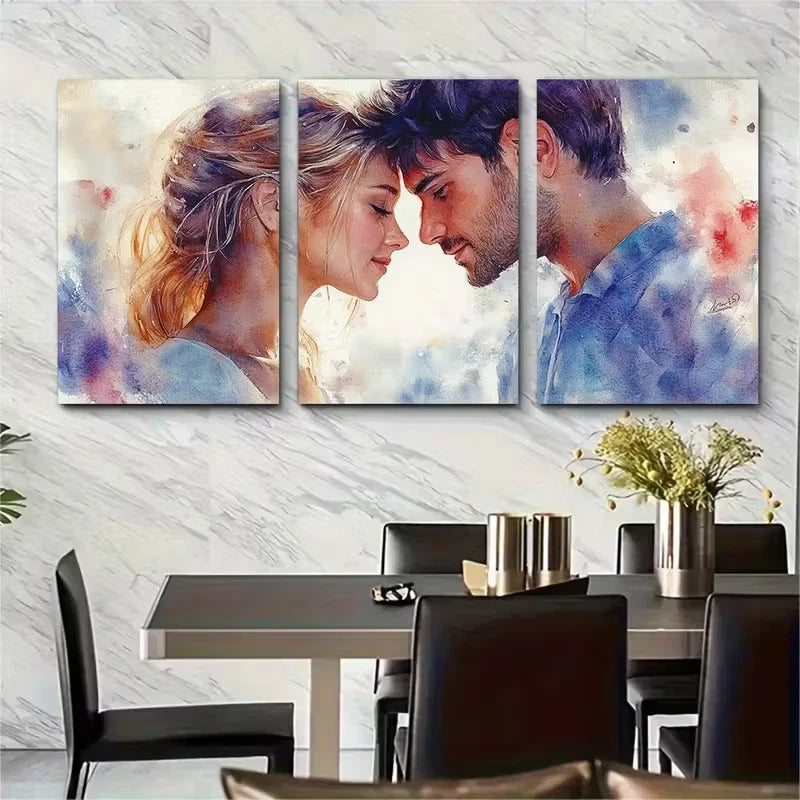 3pcs Wedding Watercolor Portrait Metal Print Ready to Hang Art