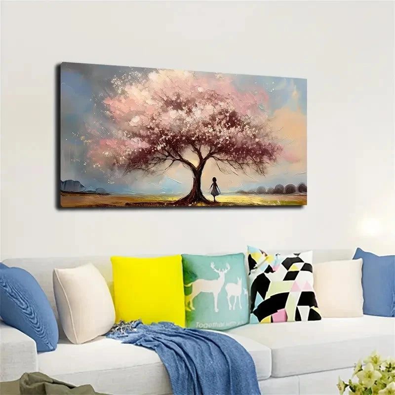 Serene Cherry Blossom Scene Wall Art canvas office home room framed 120x60cm