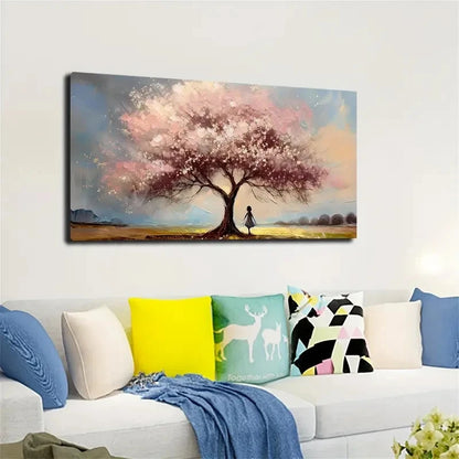 Serene Cherry Blossom Scene Wall Art canvas office home room framed 120x60cm