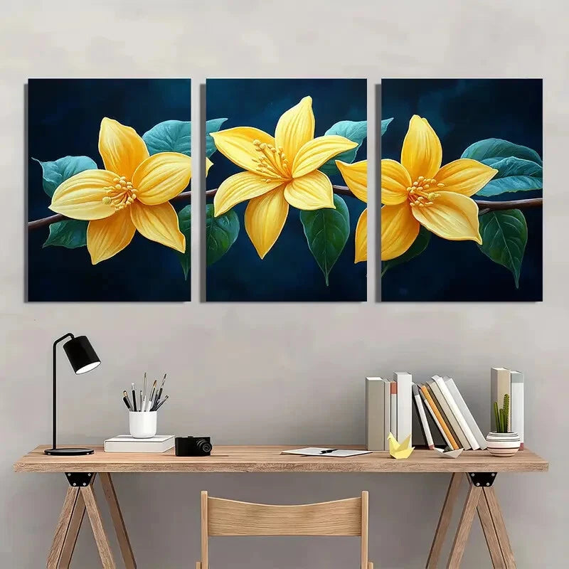 3pcst Ylang Ylang Art Plant Painting Art Metal Print Ready to Hang Art - Bella Home Decor