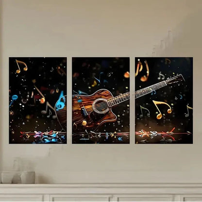 3pcs a guitar with music notes and notes Canvas Wall Art Set Canvas Unframed - High Quality Print 100% Australian Made Wall Canvas - Bella Home Decor