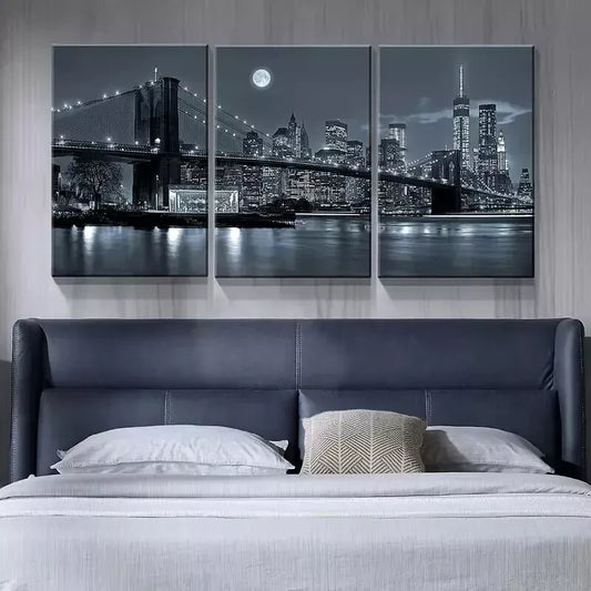 3pcs Modern New York Cityscape Wall Art Set Canvas Framed 50x70cm - High Quality Print 100% Australian Made Wall Canvas Ready to Hang