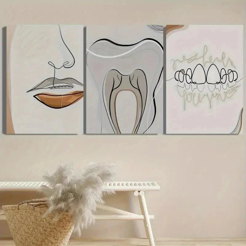 3pcs Simple Braces Line Decoration Perfect Wall Art Set Canvas Framed 50x70cm - High Quality Print 100% Australian Made Wall Canvas Ready to Hang