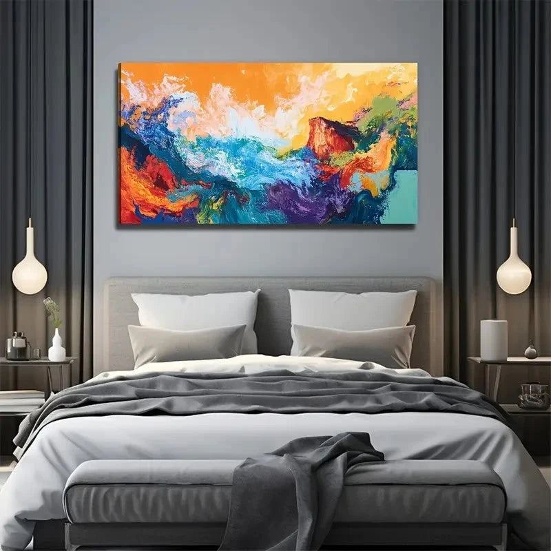 Power Of Paint Mountain Wall Art Canvas Office Home Room Framed 120x60cm