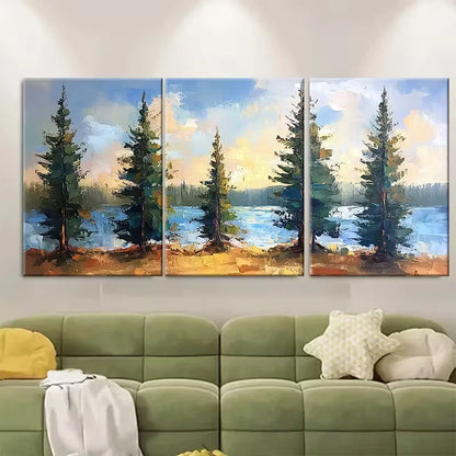 3pcs Carter Lake Oil Painting Iowa Landscape Metal Print Ready to Hang Art - Bella Home Decor