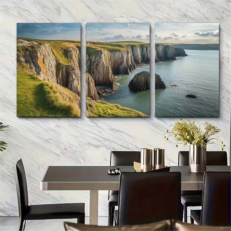 3pcs , Pembrokeshire Wales Travel Prints Metal Print Ready to Hang Art - Bella Home Decor