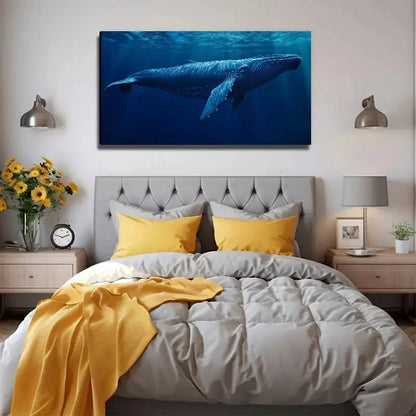 Large Whale Modern Decor Wall Art Canvas Office Home Room Framed 120x60cm