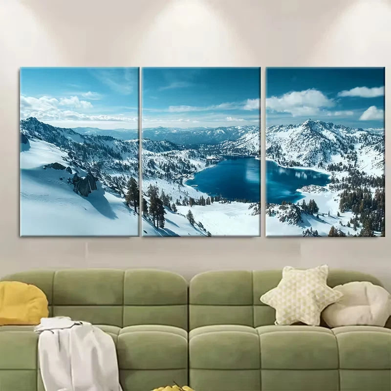 3pcs Valley Snowboarding & Alpine Meadows Ski Metal Print Ready to Hang Art