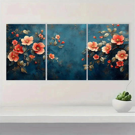 3pcs Floral Botanical by Tawaraya Sotatsu Japanese Metal Print Ready to Hang Art
