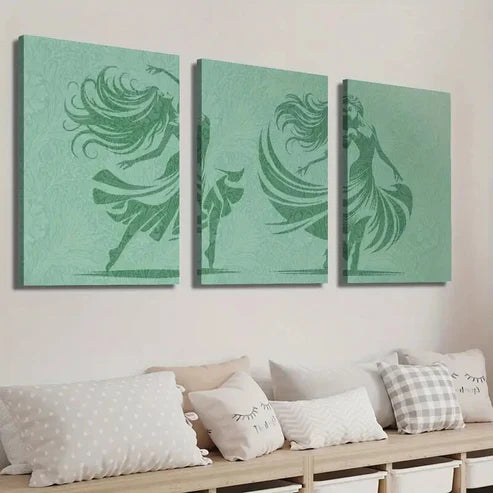 3pcs Ballet Dancing Girl Silhouette Illustration Wall Art Set Canvas Unframed - High Quality Print 100% Australian Made Wall Canvas - Bella Home Decor