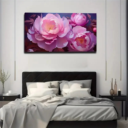 Blooming Pink Flowers Wall Art Canvas Office Home Room Framed 120x60cm