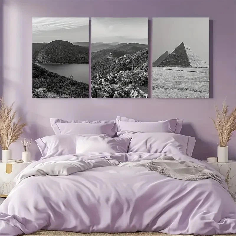 3pcs Hudson Valley Black & White Metal Print Ready to Hang Art