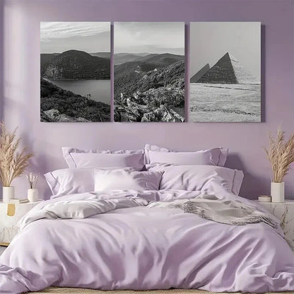 3pcs Hudson Valley Black & White Metal Print Ready to Hang Art