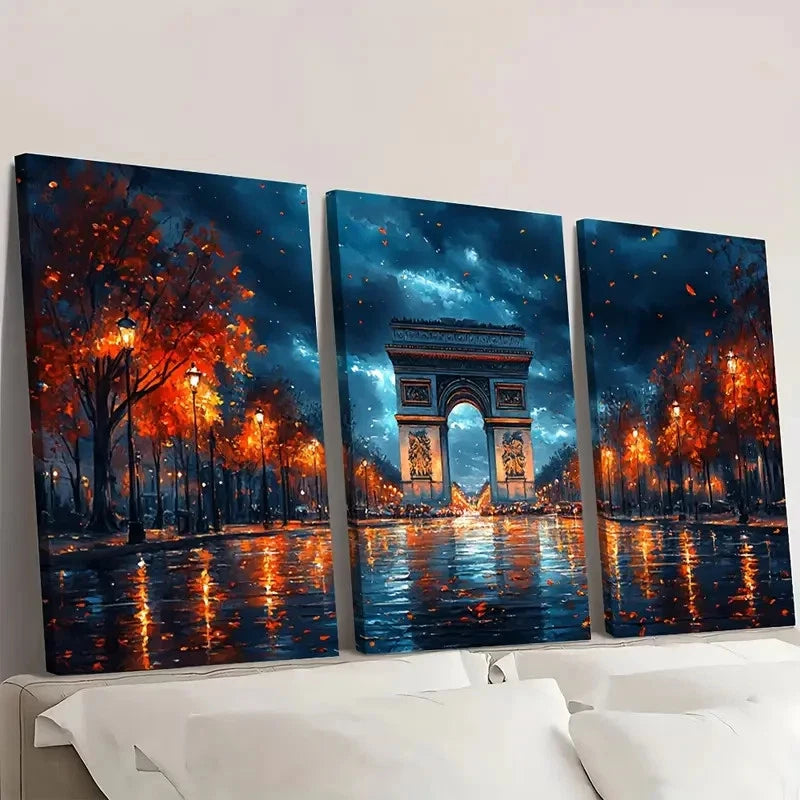 3pcs Paris Arc de Triomphe PT   Framed Wall Art Set Canvas Framed 50x70cm - High Quality Print 100% Australian Made Wall Canvas Ready to Hang