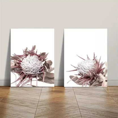2pcs Decorative Painting, Protea Print, Beige Cream Plant Canvas Framed 50x75cm - High Quality Print 100% Australian Made Wall Canvas Ready to Hang - Bella Home Decor