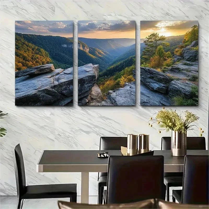 3pcs Mountain State Scenic Landscape Perfect Wall Art Set Canvas Framed 50x70cm - High Quality Print 100% Australian Made Wall Canvas Ready to Hang