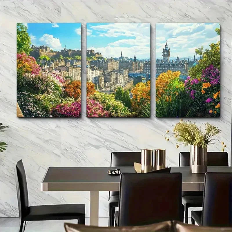 3pcs Edinburgh Edinburgh Scotland Perfect Wall Art Set Canvas Framed 40x60cm - High Quality Print 100% Australian Made Wall Canvas Ready to Hang - Bella Home Decor