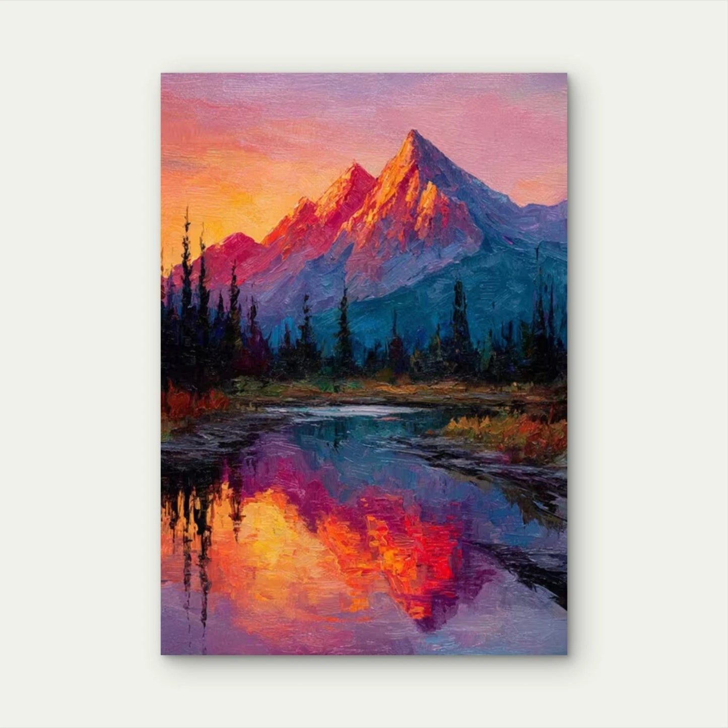 Mountain Glow Landscape with Sunset Metal Print Ready to Hang