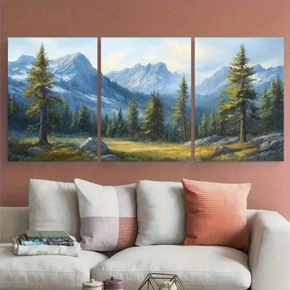 3pcs Yosemite Mountain Pine Trees Landscape Metal Print Ready to Hang Art - Bella Home Decor
