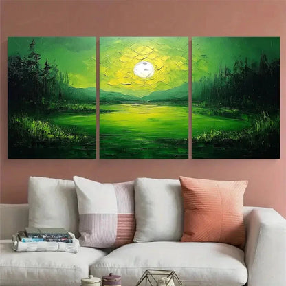 3pcs Modern Golf Sports Green Illustration Metal Print Ready to Hang Art - Bella Home Decor