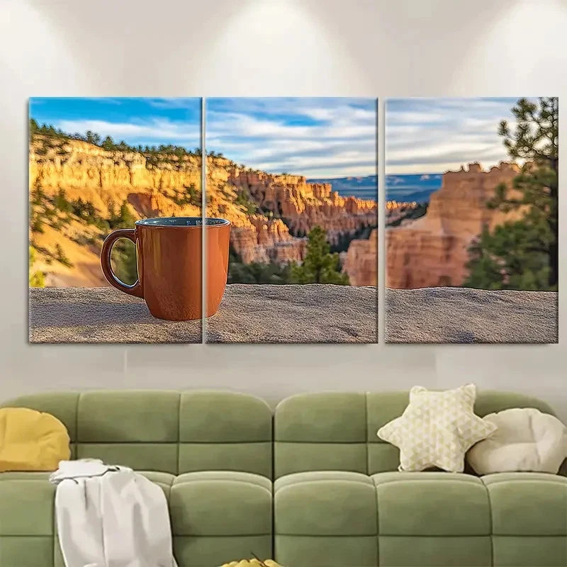 3pcs Featuring a Bryce Canyon Mug FU  Wall Art Set Canvas Framed 50x70cm - High Quality Print 100% Australian Made Wall Canvas Ready to Hang