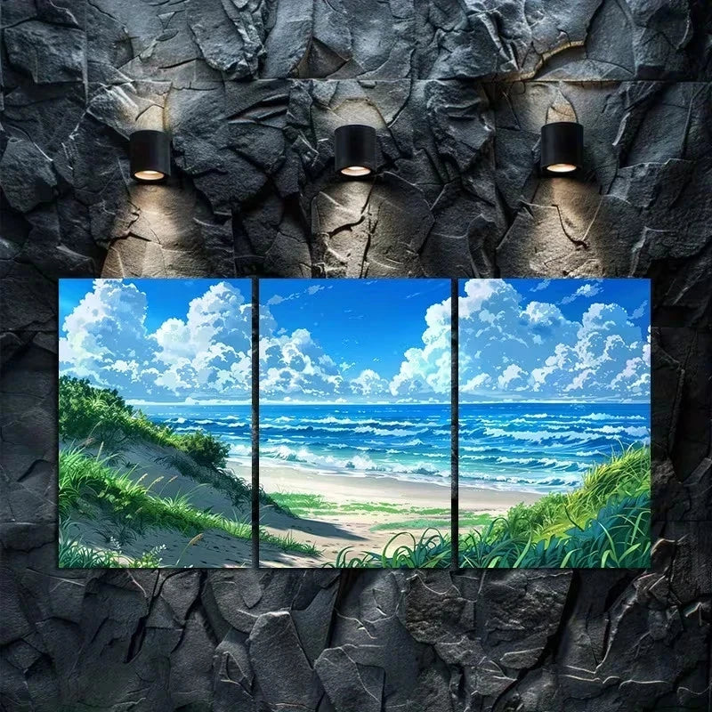3pcs Beautiful Beach Scene Metal Print Ready to Hang Art - Bella Home Decor