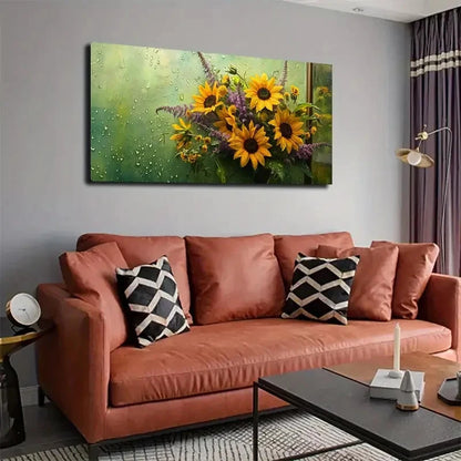 Realistic Sunflower Lavender Wall Art canvas office home room framed 120x60cm