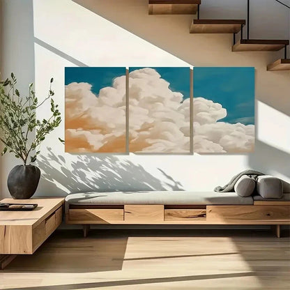 3pcs Clouds Navy Blue Sky Nature Metal Print Ready to Hang Art - Bella Home Decor