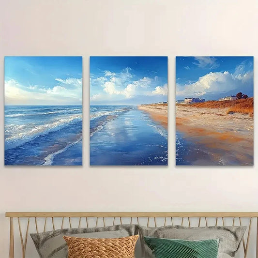 3pcs Oil Painting of Rehoboth Beach Delaware Metal Print Ready to Hang Art