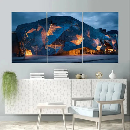 3pcs Federation Square, Melbourne, Australia  Wall Art Set Canvas Framed 40x60cm - High Quality Print 100% Australian Made Wall Canvas Ready to Hang