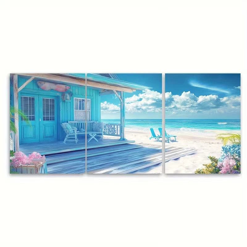 3pcs Beach House Decor Metal Print Ready to Hang Art - Bella Home Decor