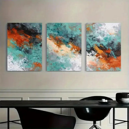 3pcs Abstract Wind Texture Blue & Purple Metal Print Ready to Hang Art - Bella Home Decor