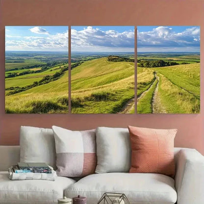 3pcs Kent Downs AONB Illustration Wall Art Canvas Unframed - High Quality Print 100% Australian Made Wall Canvas