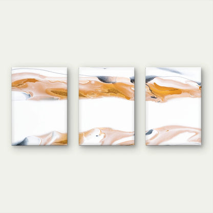 3pcs Minimalist Gold, White, and Black Fluid Art Wall Art Set Canvas Framed 50x70cm - High Quality Print 100% Australian Made Wall Canvas Ready to Hang