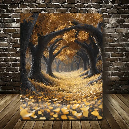 Flourishing Ginkgo Forest Autumn Scene with Vibrant 40x60cm Metal Print Ready to Hang - Bella Home Decor