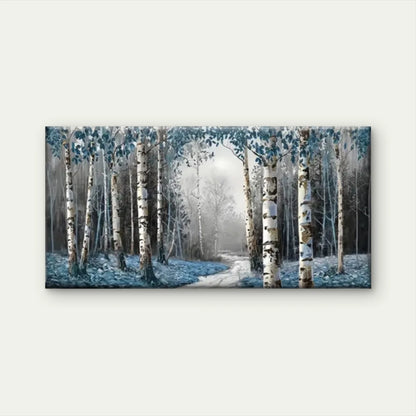 Blue Leaf Forest Nature Wall Art Canvas Office Home Room Framed 120x60cm