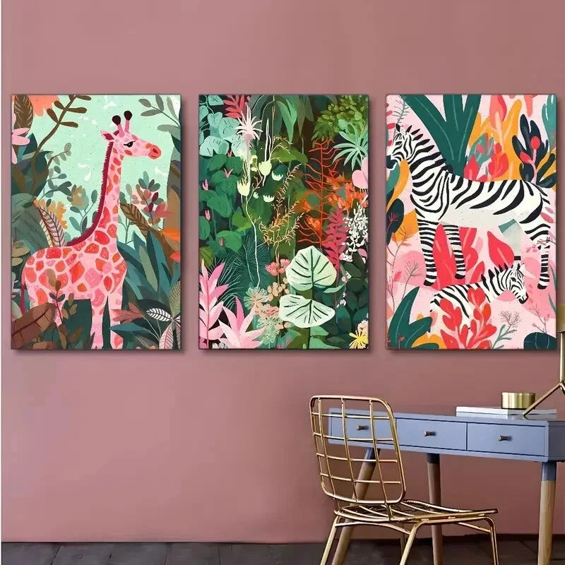 3pcs Wild Woodland Animal Art Metal Print Ready to Hang Art