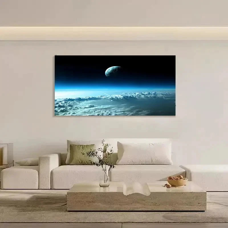 Space View Universe Earth Wall Art Canvas Office Home Room Framed 120x60cm - Bella Home Decor