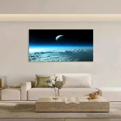 Space View Universe Earth Wall Art Canvas Office Home Room Framed 120x60cm - Bella Home Decor
