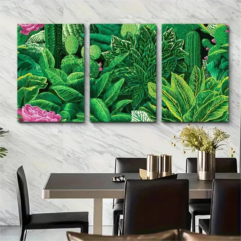 3pcs Green Preppy Nature Beauty Perfect Wall Art Set Canvas Framed 50x70cm - High Quality Print 100% Australian Made Wall Canvas Ready to Hang