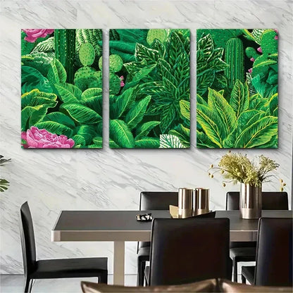 3pcs Green Preppy Nature Beauty Perfect Wall Art Set Canvas Framed 50x70cm - High Quality Print 100% Australian Made Wall Canvas Ready to Hang