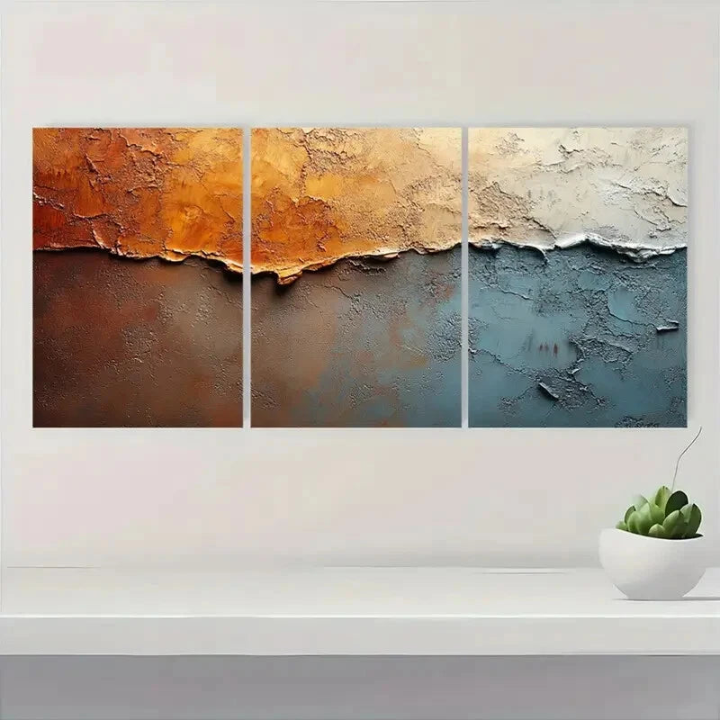 3pcs Brown and White Abstract Texture Acrylic Metal Print Ready to Hang Art - Bella Home Decor